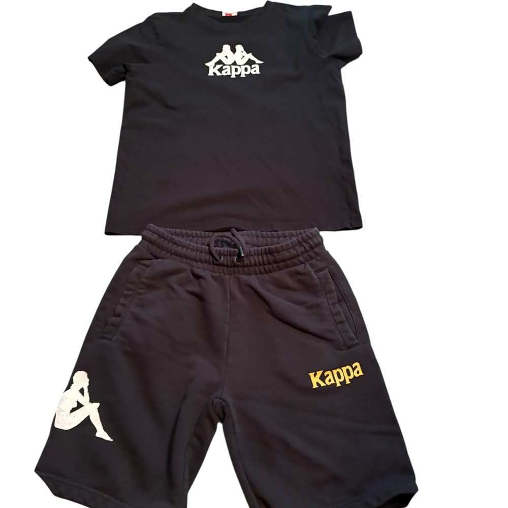 Kappa Black Tee and Shorts with Logo